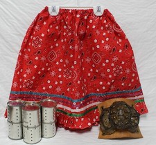 New Native American Seminole Girls Handmade Red Handkerchief Ribbon Skirt Sz Lg