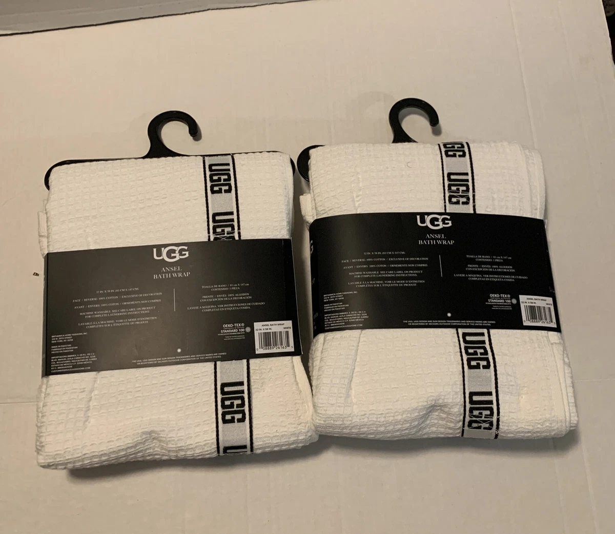 Lot Of 2 - New Ugg Ansel Bath Wrap Towel White 32 x 58