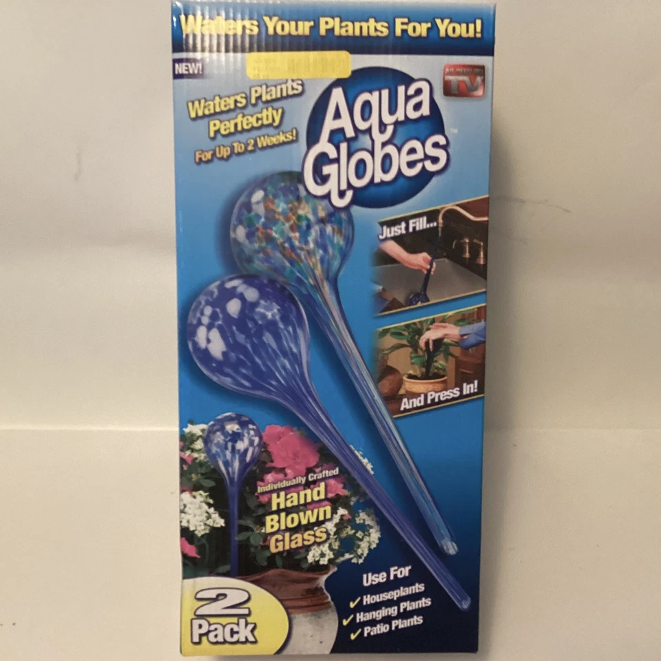 Aqua Globes 2 Pack Multicolored Hand Blown Glass, Waters Your Plants NEW - Image 2 of 3
