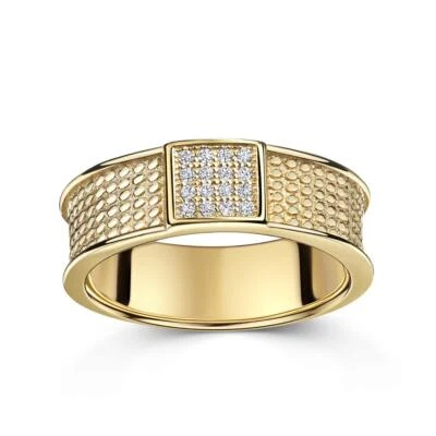Herren Damen Ring Zirkonia weiss Echt 750 Gold 18K vergoldet  Gr. wählbar R1140 - Bild 1 von 4