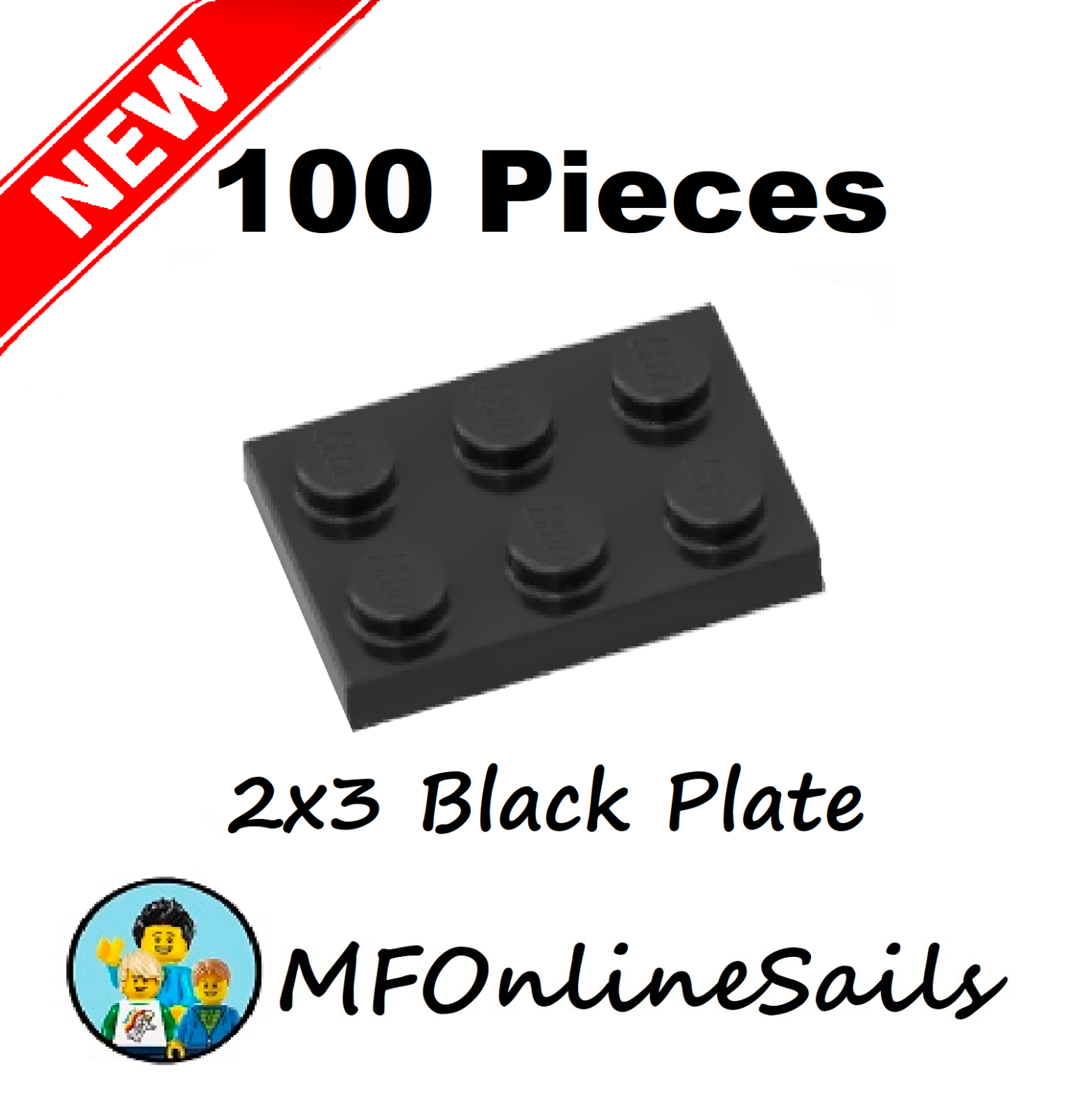 **NEW** 100x Genuine LEGO 2x3 Black PLATES - Part # 3021 small bulk lot ...