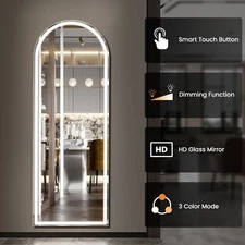 ZUNMOS Arched/Rectangular Length LED Mirror 3 Sizes with Dimmable 3 - Color