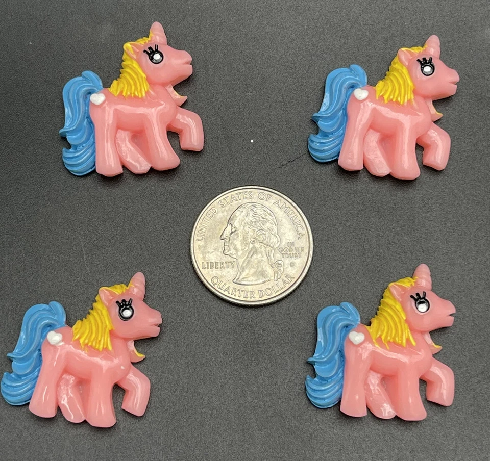 4 pcs My Little Pony Flatback Resin Cabochon Hair Bow Craft Embellishments 25mm - Image 2 of 3