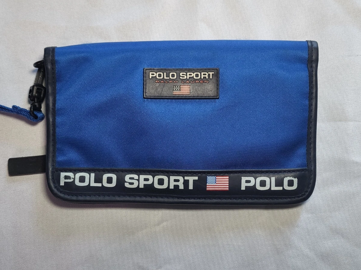 Vintage Ralph Lauren Polo Sport Nylon Zip Around Wallet Clutch Blue 90's