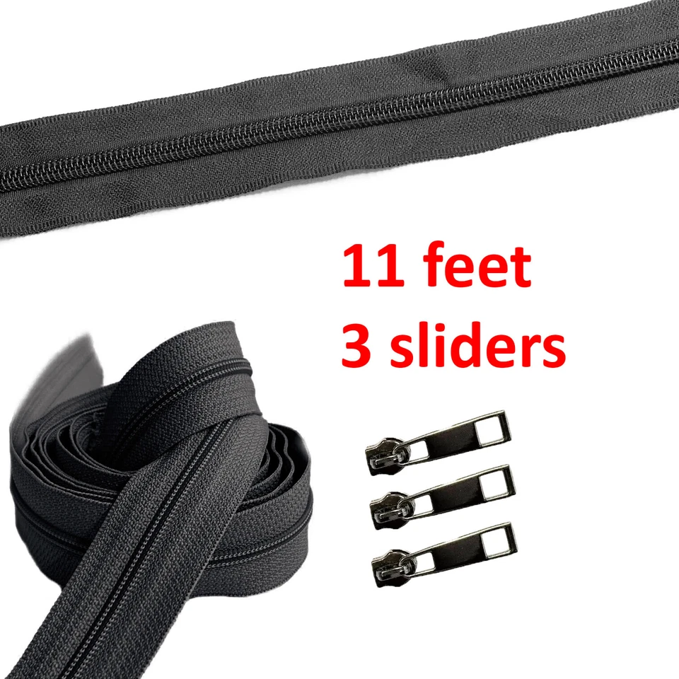 Continuous Zipper Chain by Feet, Unfinished Zipper - Nylon #5 - Blue Black Brown - Image 2 of 4