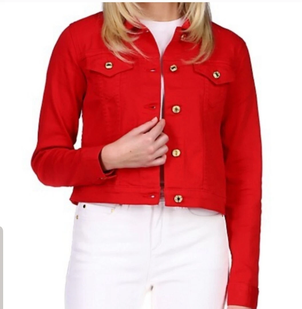 Michael Kors Red Denim Jacket, Sz S | eBay