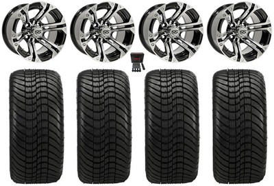 GTW Specter 12'' Golf Cart Wheels Machined Elite 215x35-12 Tires Yamaha