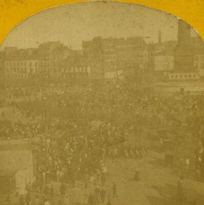 Frankreich Paris Bastille Place Market Foire aux Jambons? Altes Stereo Foto 1870