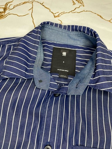 G-Star Raw Women Blue Striped Button Up Shirt Core 1PKTBF Shirt Size Small - Picture 4 of 11