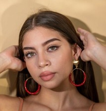 Chunky hoop earrings thick hoop earrings beaded hoop earrings Large gold hoop