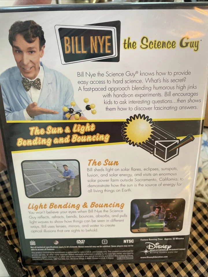 Bill Nye the Science Guy; The Sun & Light Bending and Bouncing, DVD, 2008-New Foto 2 de 3