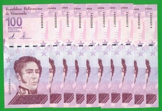 Venezuela 100 Bolivares Banknotes x10 UNC World Currency Paper Money