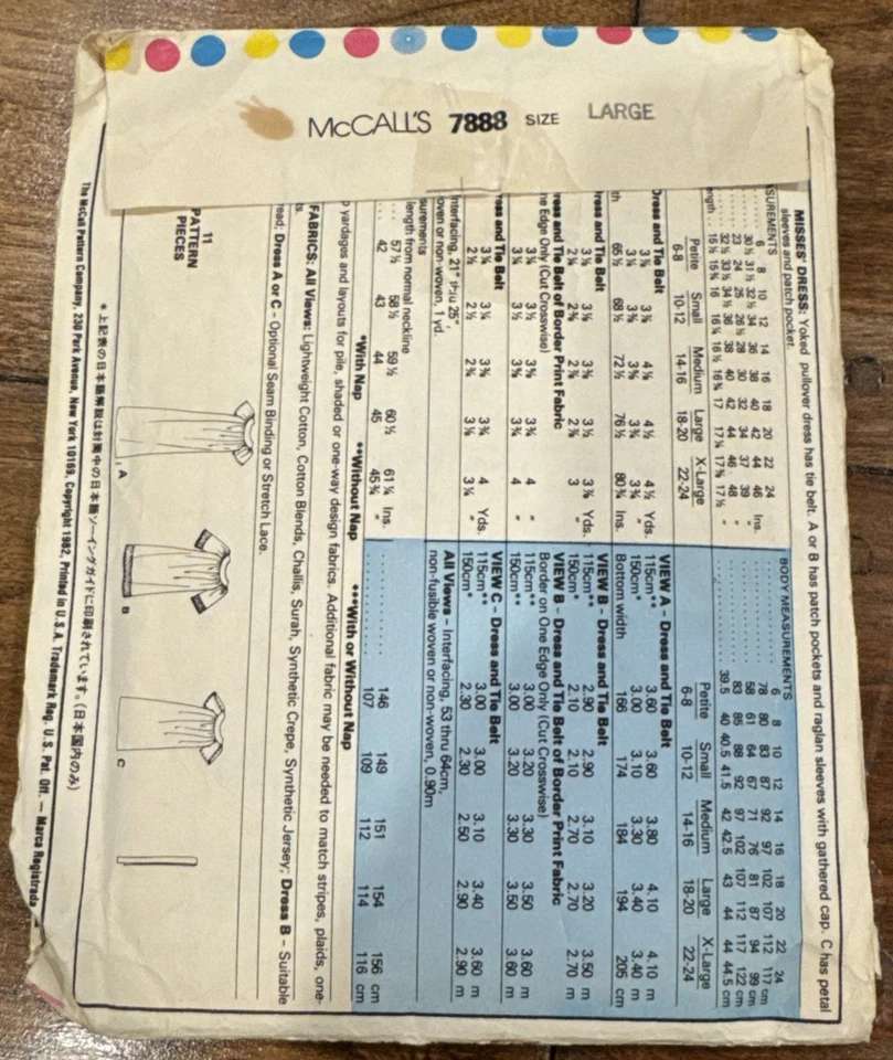 McCalls 7888 缝纫图案 - Yoked 套衫连衣裙 - 剪裁 — 第 2/4 张图片