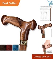 Wooden Cane for Men Ergonomic Stylish Walking Stick Support Seniors 36"