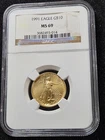 🌟 1991 $10 1/4 oz American Gold Eagle Coin NGC MS69 Scarce Vintage KEY DATE