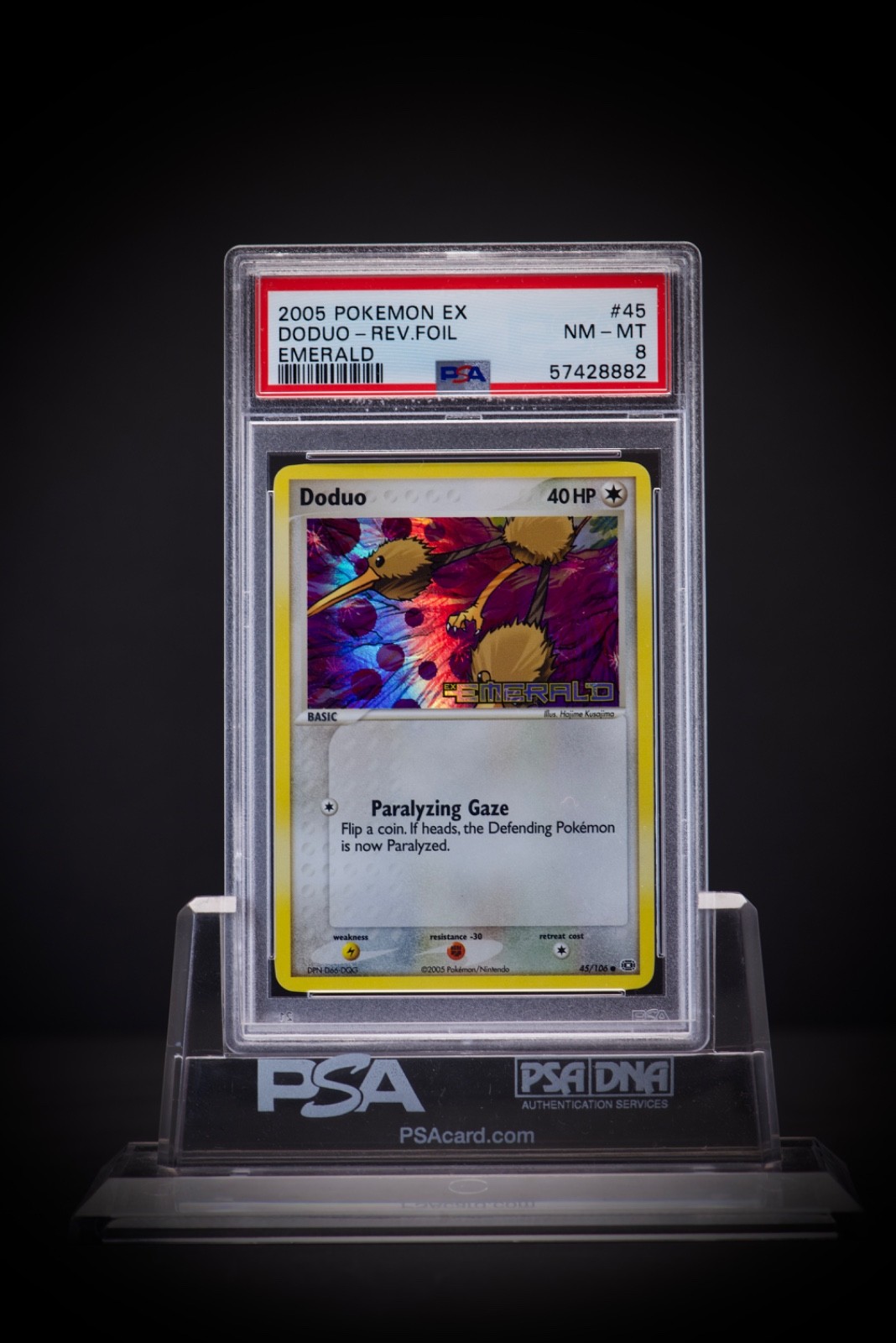 2005 Pokemon EX Emerald Doduo Reverse Foil 45/106 PSA 8