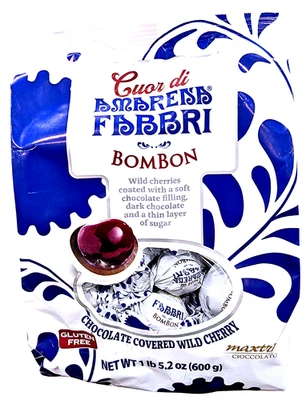 Fabbri Chocolate Covered Wild Cherry Bombon 21.1 Ounce Bag EXP 10/2026