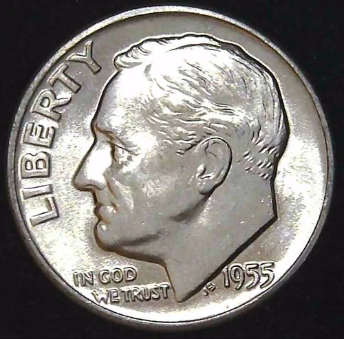 1955-D 10C Roosevelt Dime BU 90% Silver 26owt0306-2