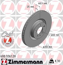 2x ZIMMERMANN Bremsscheibe Vorderachse für VW