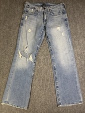 Men’s Armani Exchange AX Distressed Boot-Cut Blue Jeans Size 31x32 Made In USA