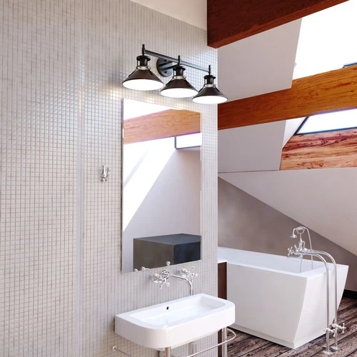 Vaxcel Lighting W0414 Canton 3 Light 29"W Vanity Light - Black / Matte White - Picture 9 of 10