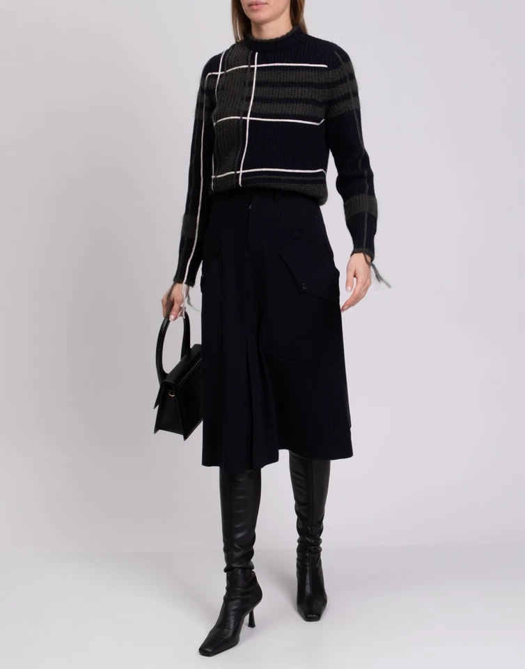 RRP €390 HIGH Midi A-Line Skirt IT40 US4 UK8 S Wool Blend Blue Made in Italy - Image 2 of 4