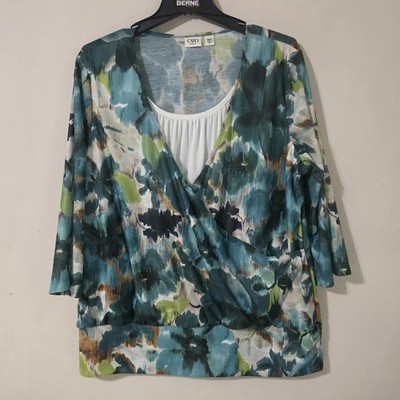 Cato Women's Size 18/20W Multicolored Abstract  3/4  Sleeve Top Made In USA 