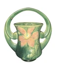 Vintage Roseville Clematis Green Vintage Art Pottery Ceramic Basket