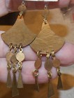 Vintage Ethnic Red Rust Enamel Copper Dangle Earrings Unsigned Jewelry — photo 3