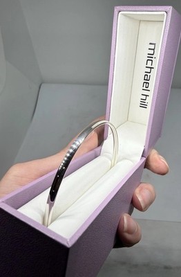 MICHAEL HILL SOLID HEAVY STERLING SILVER 925 BANGLE BRACELET 65MM CLASSIC CHIC