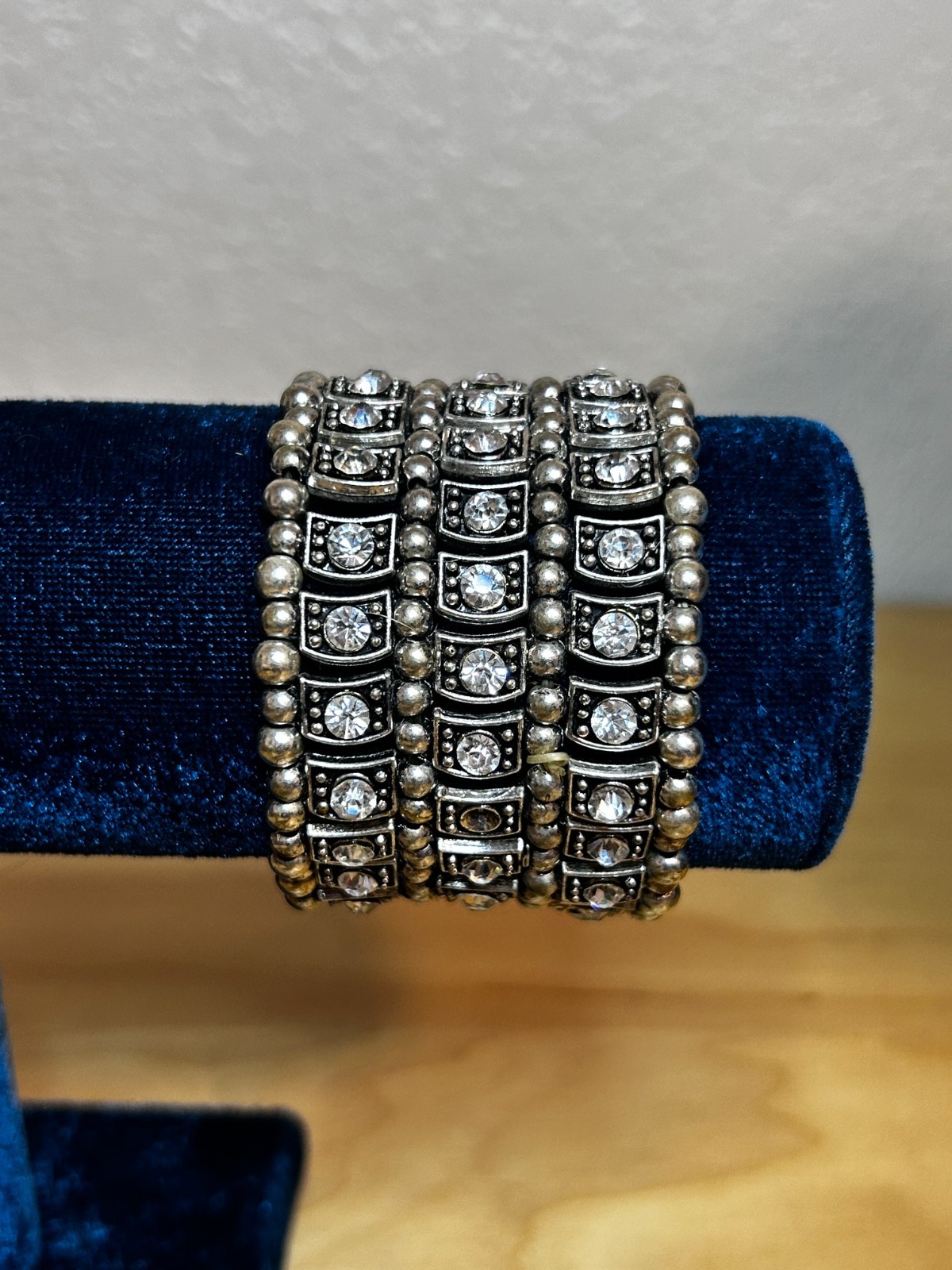 Beautiful Silver Clear Crystal Statement Stretch … - image 5