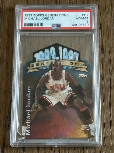 1997 Topps Generations Michael Jordan Die Cut Insert Card #G2 Graded PSA 8
