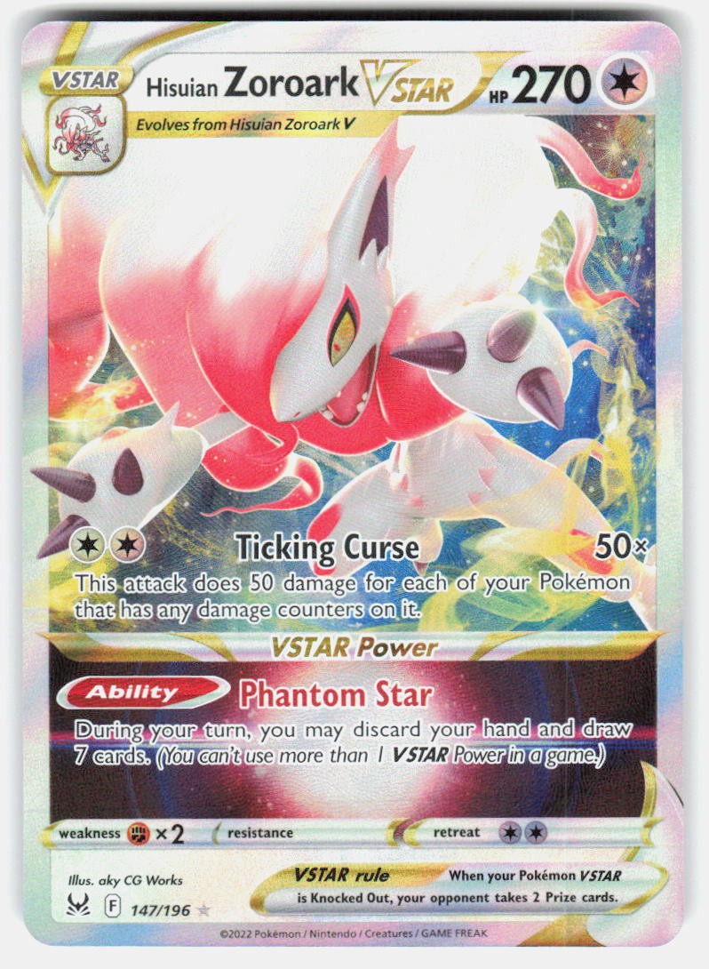 HISUIAN ZOROARK VSTAR 147/196 HOLO VSTAR RARE LOST ORIGIN POKEMON LP