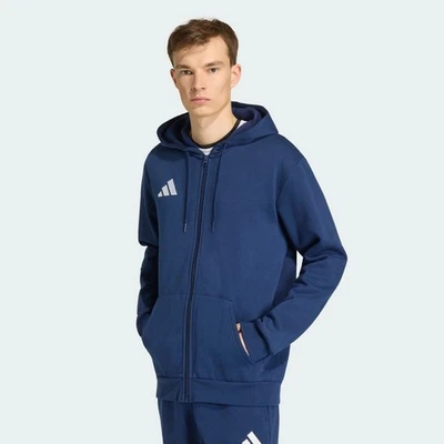 Adidas Felpa Homme Entrada 26 à Capuche, Zip Intégrale Bleu/Blanc Taille XS-XXL - Photo 1/4