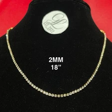 2mm 18” Tennis Chain Necklace Stainless 14k Gold Steel Cubic Zirconia Chain