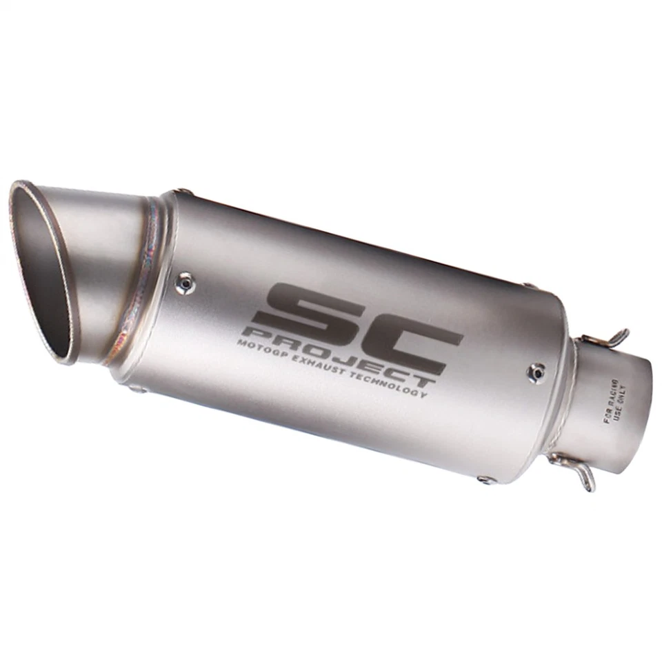 Slip-on 51mm Universal Motorcycle Exhaust Muffler Pipe Tail Tips Silver - Image 4 of 4