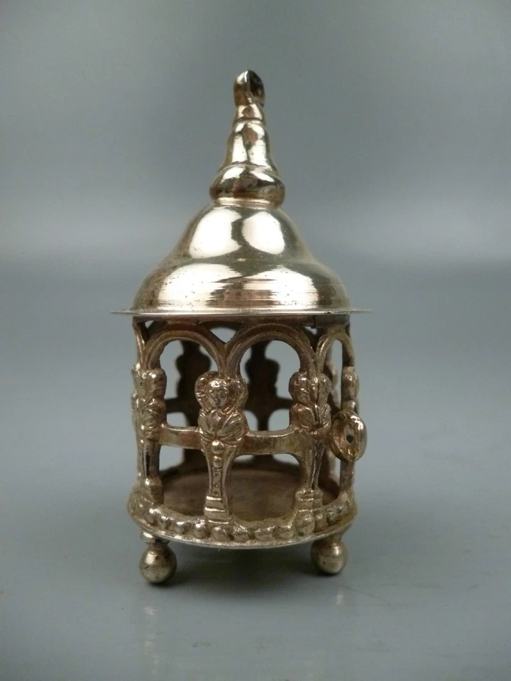 Antiguo Latern Miniatura 800 Plata Maciza Firmado Simon Rosenall. Foto 4 de 4