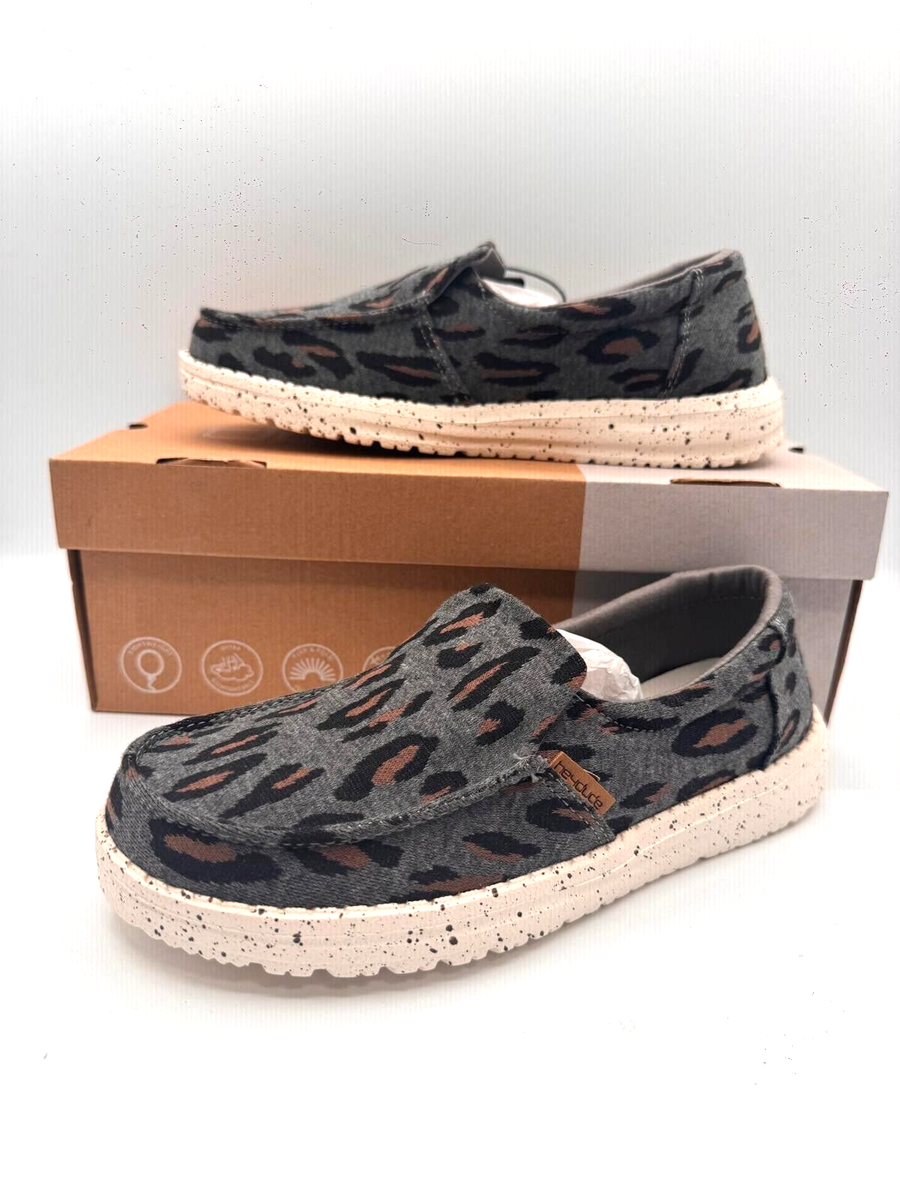 Hey Dude Women's Misty Charcoal Cheetah 140014009 US Size 5