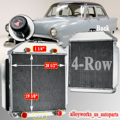 Upgrade 4 Rows Radiator For 1949-1953 52 Ford Cars Flathead Configuration V8 MT