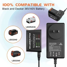 40V Lithium battery Charger for Black & Decker 40 Volt Max LBX2040 LBXR36 LCS36