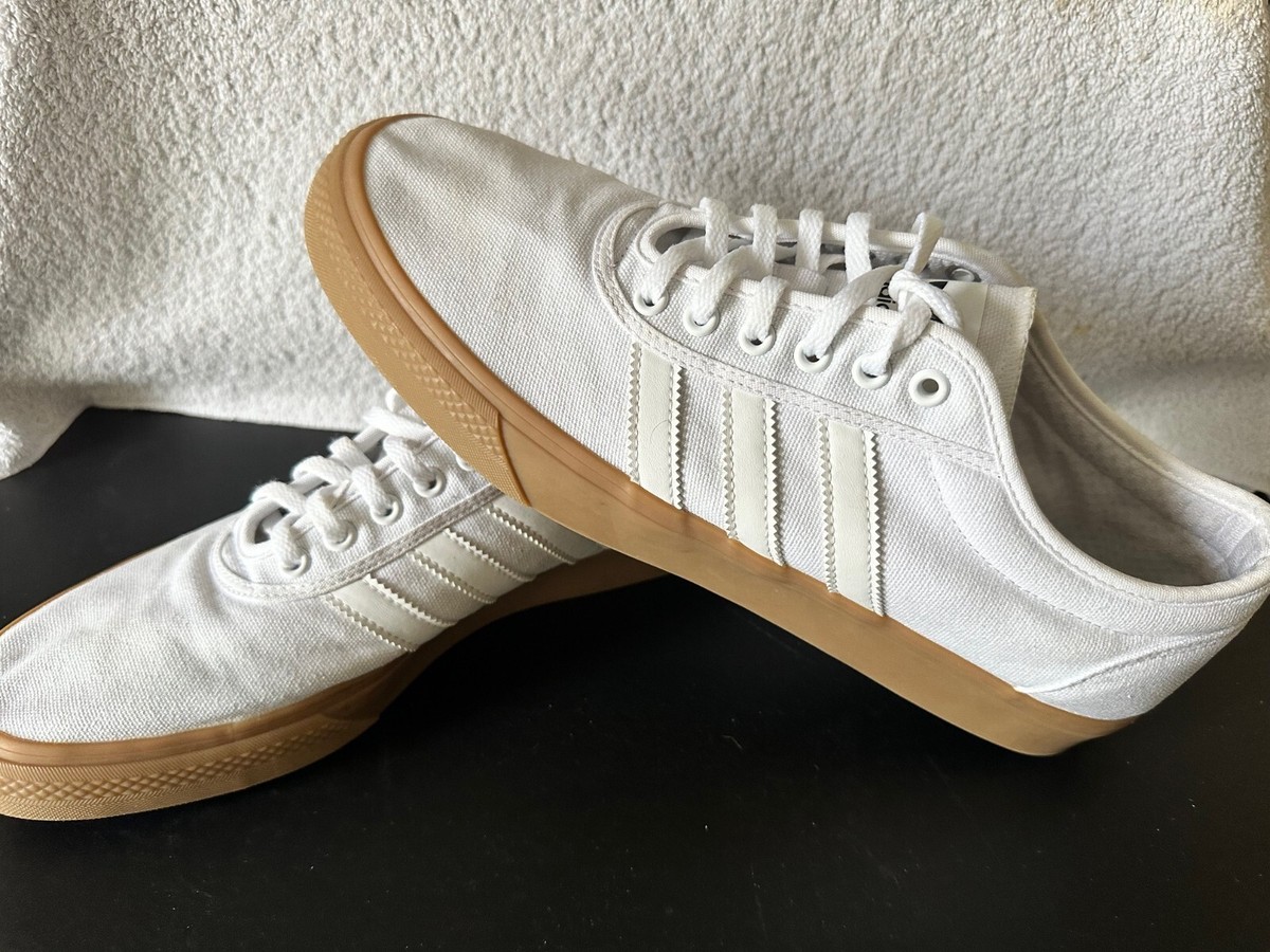 Size 12 Adidas Adi Ease White Canvas Low Top Sneakers Men's Shoes