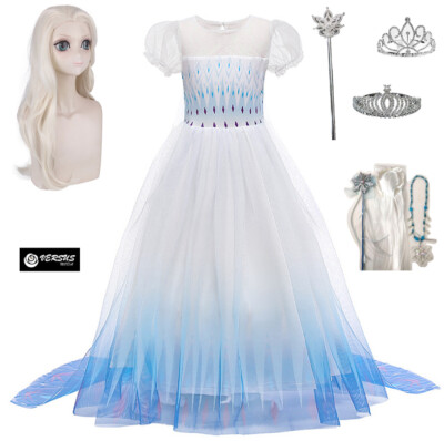 Frozen 2-fach Kleid Karneval Elsa weiß wie weiß Elsa Kleid FROZ057