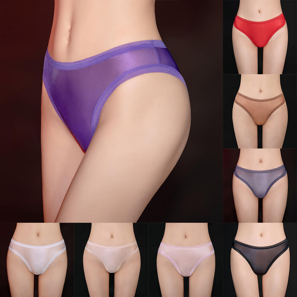 Sexy Women's Stretchy See-Through Glossy Boxer Shorts Underwear