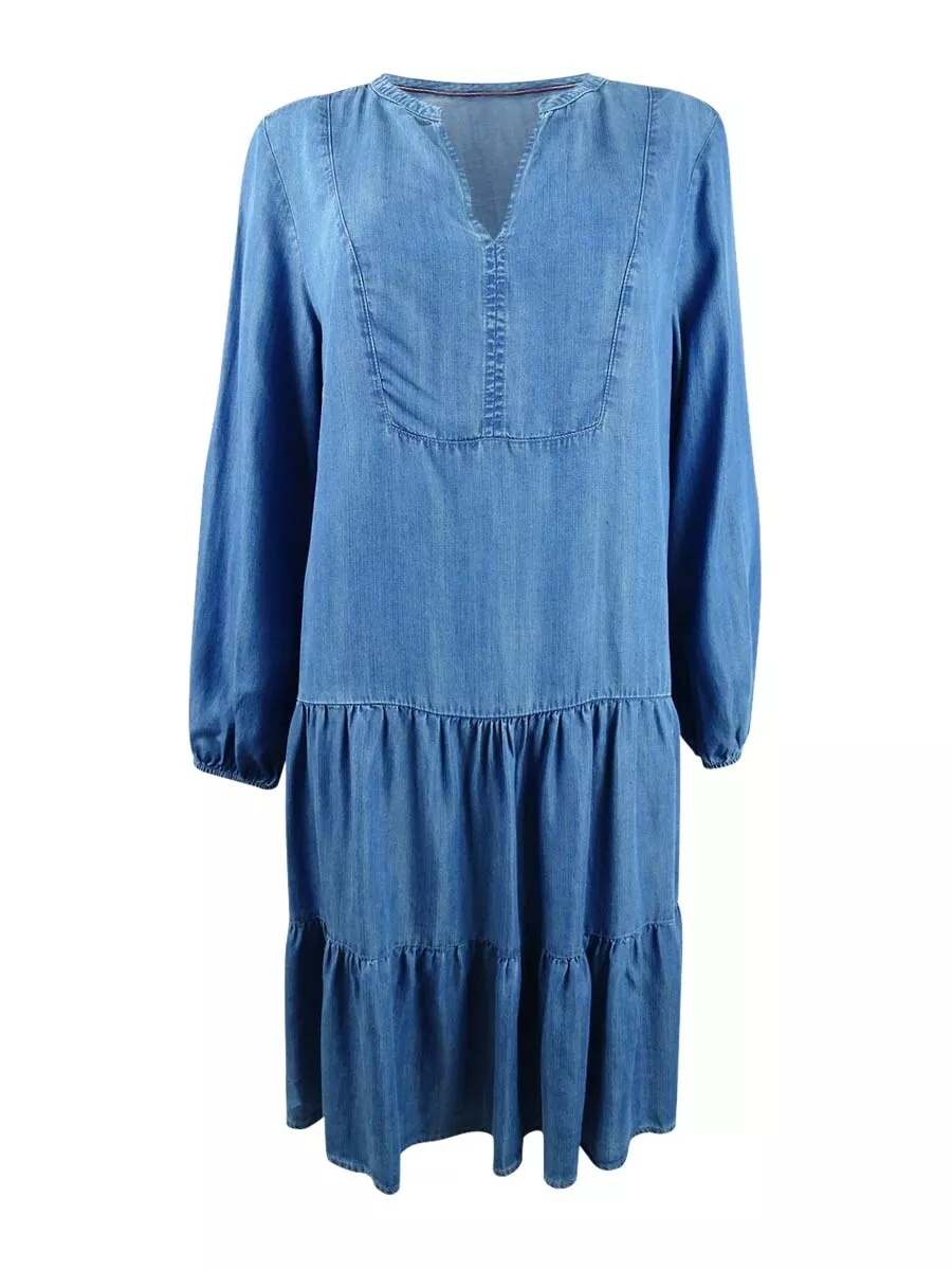 Denim top peasant dress