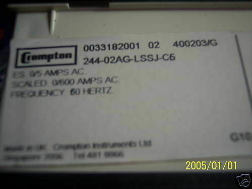 Crompton 0-600A 0600A Panel Meter 244-02AG-LSSJ-C5 2 4402AGLSSJC5 - Picture 3 of 4
