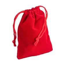 Small Velour Drawstring Pouch Jewelry Coin Velvet Bag Wedding 3" x 4.25" Red
