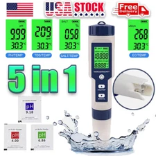 5 In 1 Digital Water Quality Meter Tester Tool PH/TDS/EC/Salinity/Temperature