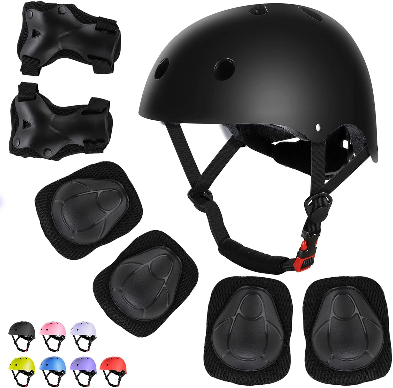 Conjunto de casco de bicicleta para niños, rodilleras para patineta y casco