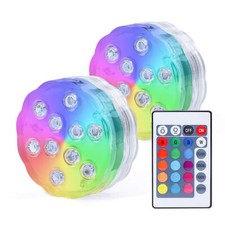 Submersible LED Lights 2 PCS, Suction Cup and RF Remote