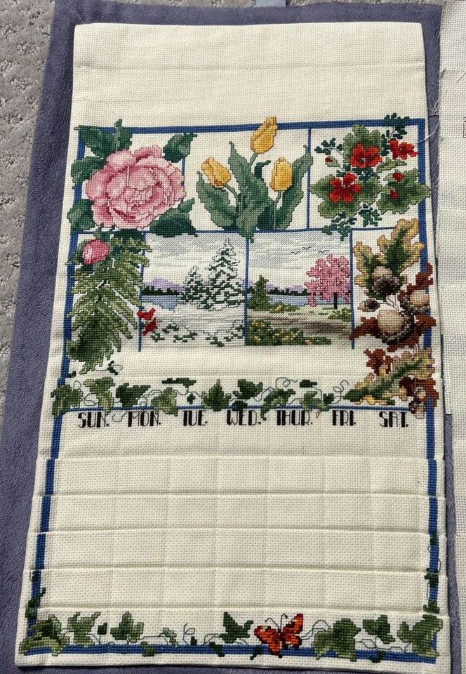 Rare Vintage Leisure Arts Perpetual Calendar Cross Stitch Kit Stitching Finished - Image 2 of 4